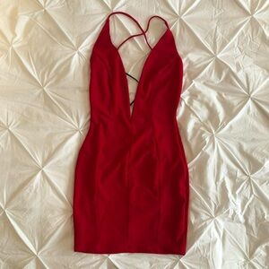 fashion nova deep v open back dress